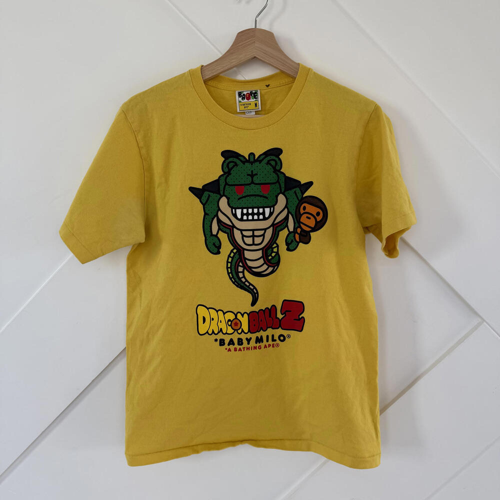 RARE A Bathing Ape x Dragon Ball Z Baby Milo Yellow Graphic T-Shirt Shirt